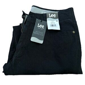 NWT Lee 32x32 Men's Motion Flex Waistband Active Stretch Slim Straight Jeans Blk